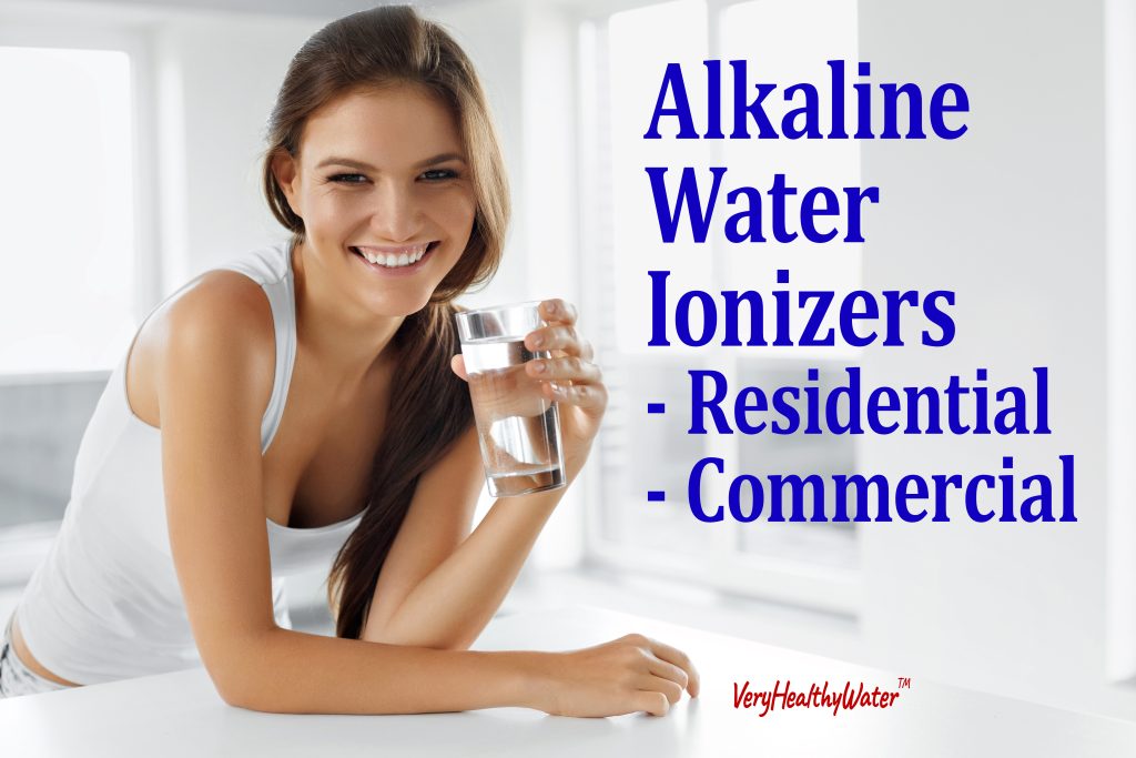 Woman drinking from alkaline water ionizer